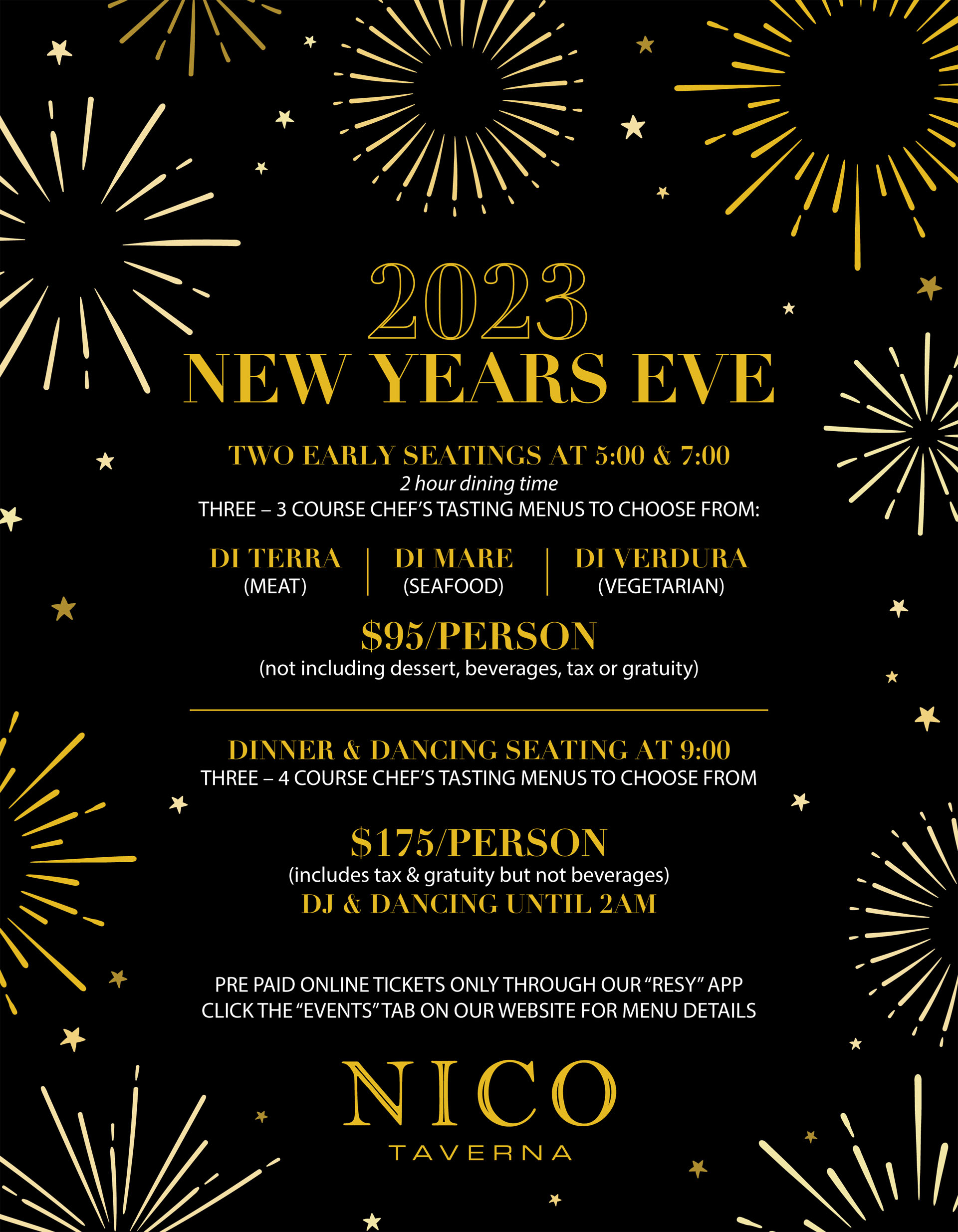 New Year's Eve 2023 Menu