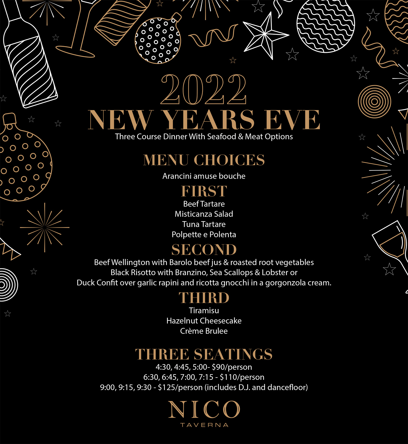 New Year's Eve 2022 Menu